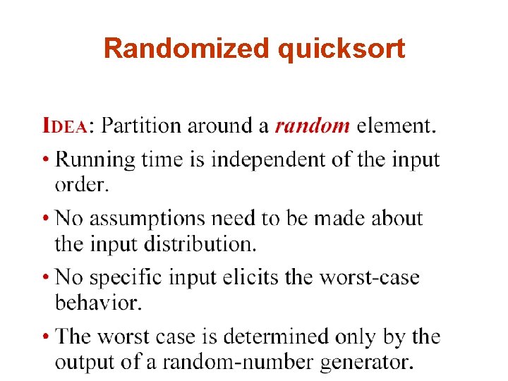 Randomized quicksort 