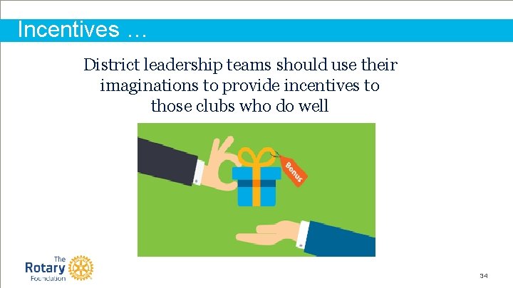 Incentives … District leadership teams should use their imaginations to provide incentives to those