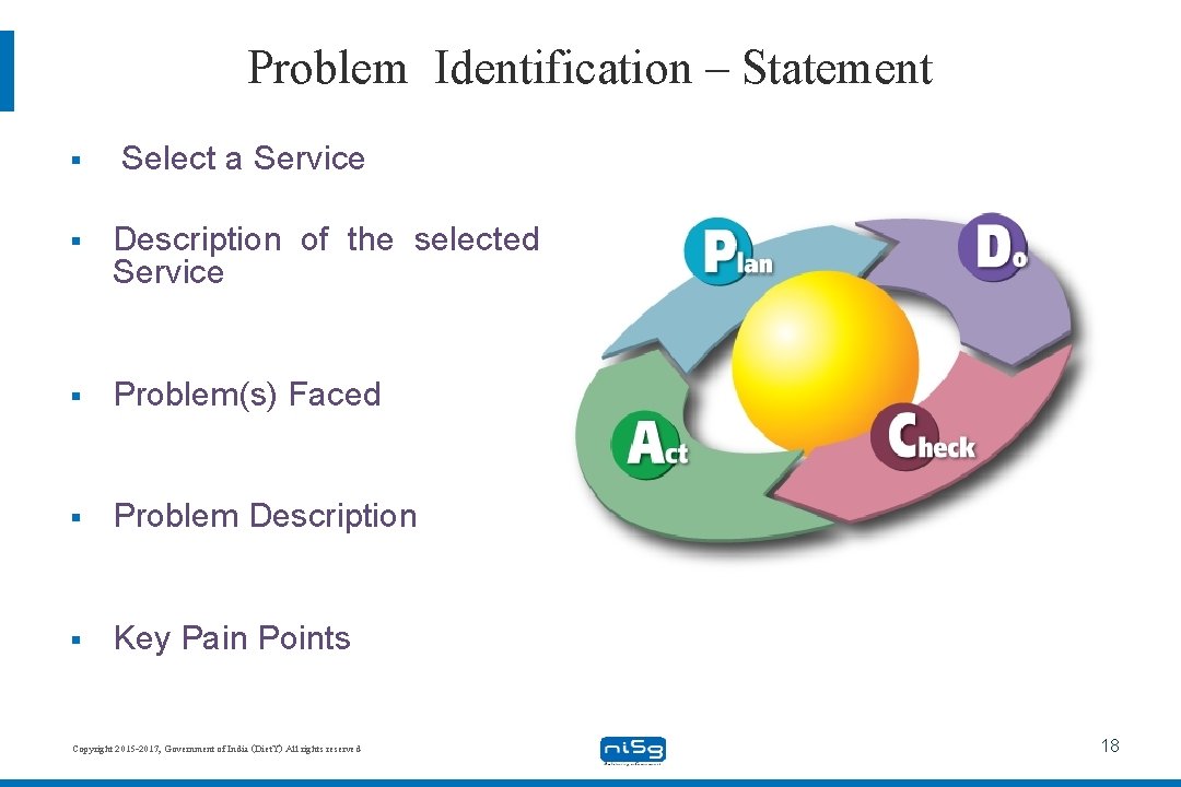 Problem Identification – Statement § Select a Service § Description of the selected Service