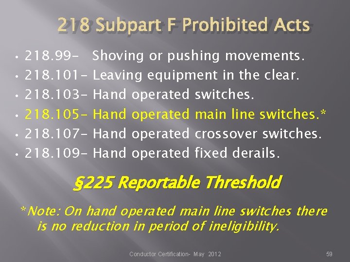 218 Subpart F Prohibited Acts • • • 218. 99218. 101218. 103218. 105218. 107218. 218 Subpart F Prohibited Acts • • • 218. 99218. 101218. 103218. 105218. 107218.
