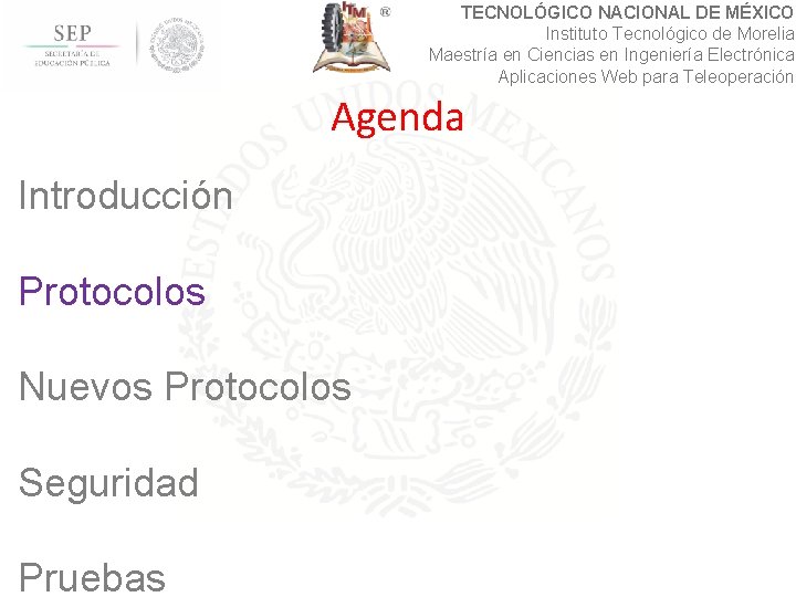 TECNOLÓGICO NACIONAL DE MÉXICO Instituto Tecnológico de Morelia Maestría en Ciencias en Ingeniería Electrónica