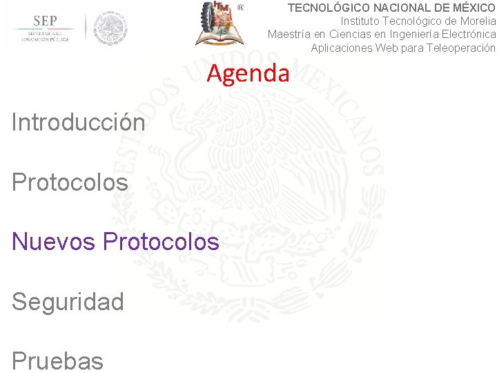 TECNOLÓGICO NACIONAL DE MÉXICO Instituto Tecnológico de Morelia Maestría en Ciencias en Ingeniería Electrónica