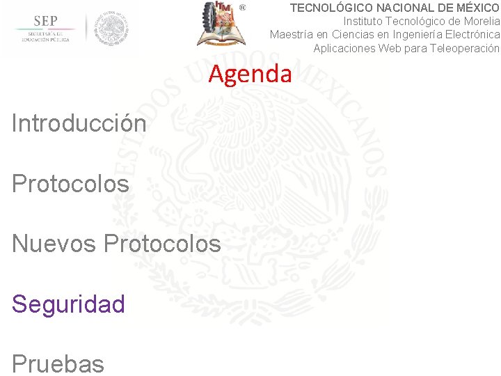 TECNOLÓGICO NACIONAL DE MÉXICO Instituto Tecnológico de Morelia Maestría en Ciencias en Ingeniería Electrónica