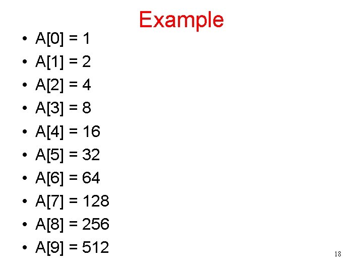  • • • A[0] = 1 A[1] = 2 A[2] = 4 A[3]