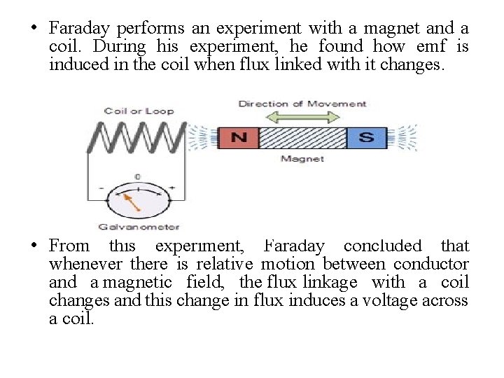  • Faraday performs an experiment with a magnet and a coil. During his