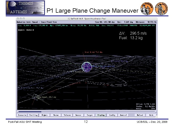 THEMIS ARTEMIS P 1 Large Plane Change Maneuver ΔV: 296. 5 m/s Fuel: 13.