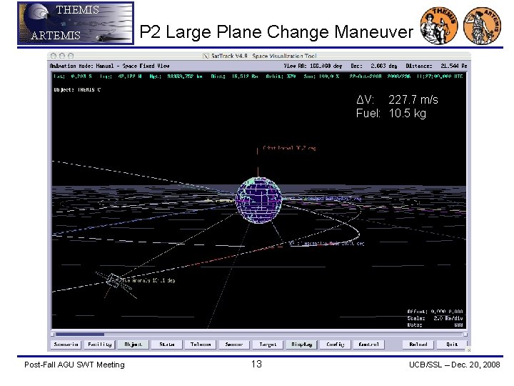 THEMIS ARTEMIS P 2 Large Plane Change Maneuver ΔV: 227. 7 m/s Fuel: 10.