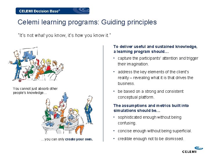 Celemi learning programs: Guiding principles • “It’s not what you know, it’s how you