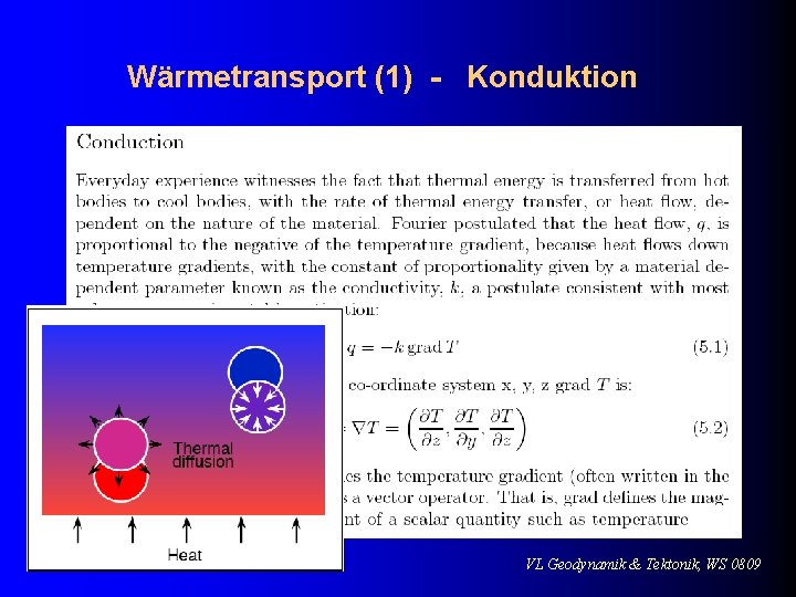 Wärmetransport (1) - Konduktion VL Geodynamik & Tektonik, WS 0809 