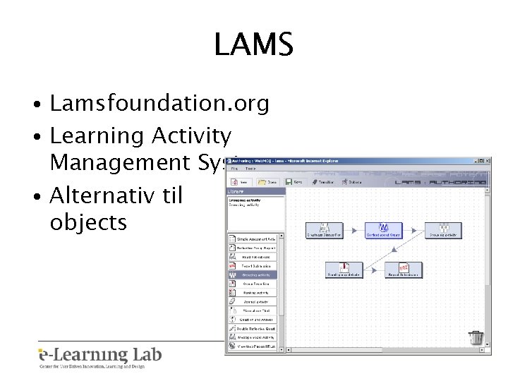 LAMS • Lamsfoundation. org • Learning Activity Management System • Alternativ til objects 