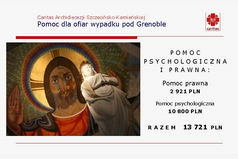 Caritas Archidiecezji Szczecińsko-Kamieńskiej Pomoc dla ofiar wypadku pod Grenoble POMOC PSYCHOLOGICZNA I PRAWNA: Pomoc