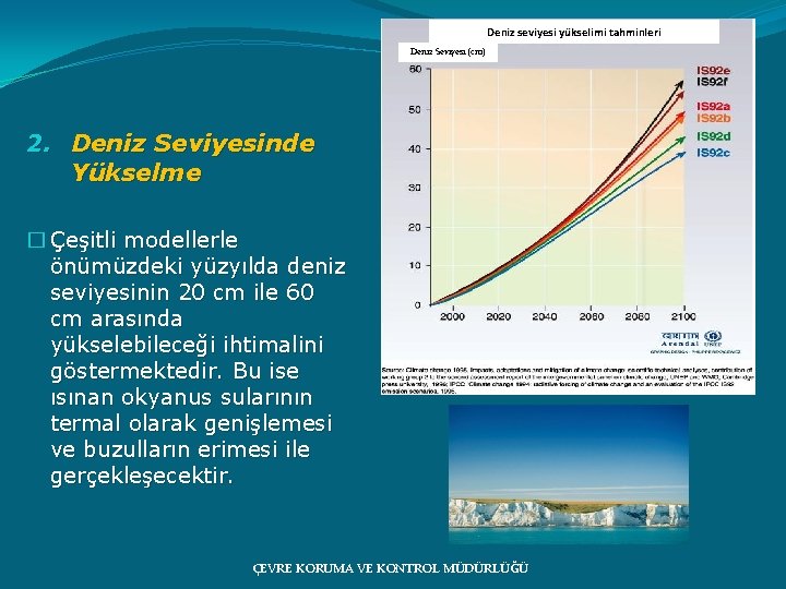 Deniz seviyesi yükselimi tahminleri Deniz Seviyesi (cm) 2. Deniz Seviyesinde Yükselme � Çeşitli modellerle