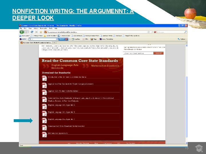 NONFICTION WRITNG: THE ARGUMENNT: A DEEPER LOOK 15 