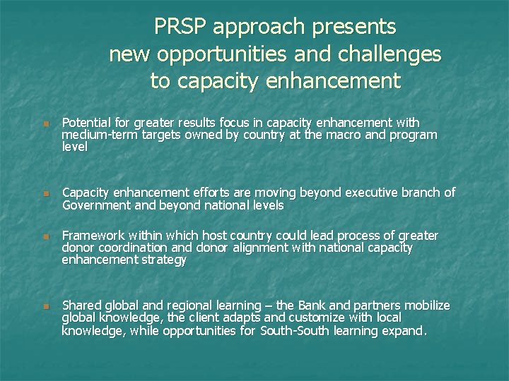 Enhancing Capacity To Prepare And Implement Poverty Reduction