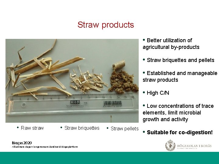 Straw products • Better utilization of agricultural by-products • Straw briquettes and pellets •