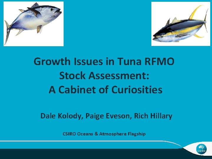 Growth Issues in Tuna RFMO Stock Assessment: A Cabinet of Curiosities Dale Kolody, Paige
