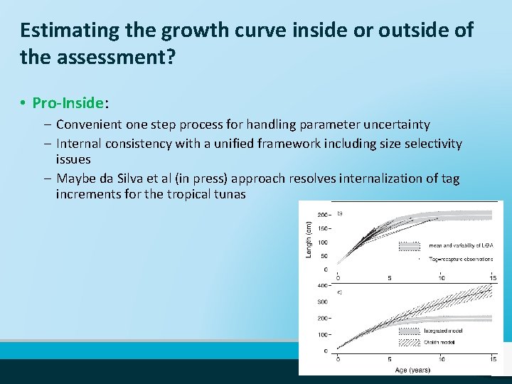 Estimating the growth curve inside or outside of the assessment? • Pro-Inside: – Convenient