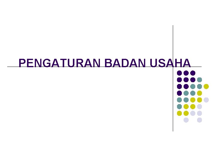 PENGATURAN BADAN USAHA 