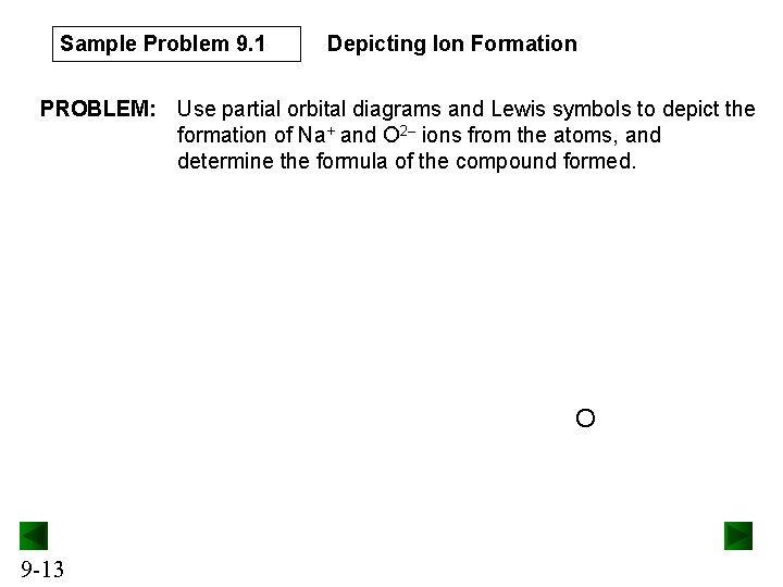 Sample Problem 9. 1 Depicting Ion Formation PROBLEM: Use partial orbital diagrams and Lewis