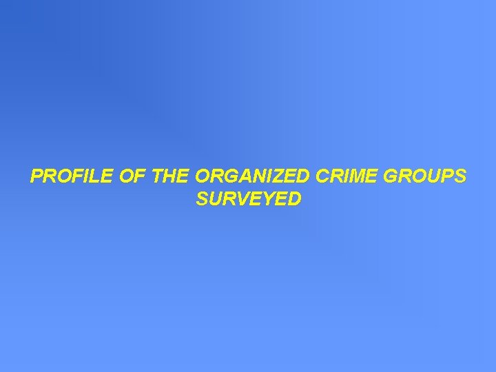 PROFILE OF THE ORGANIZED CRIME GROUPS SURVEYED 