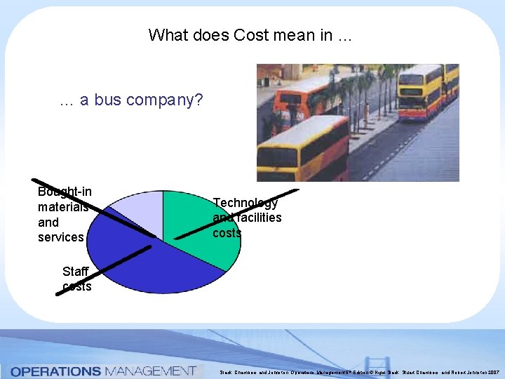 What does Cost mean in … … a bus company? Bought-in materials and services