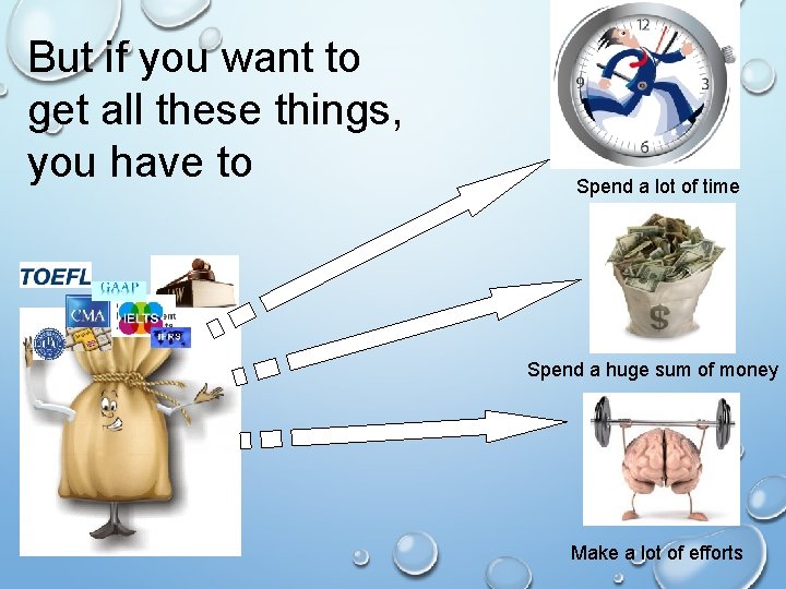 But if you want to get all these things, you have to Spend a