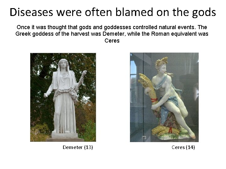 Diseases were often blamed on the gods Once it was thought that gods and