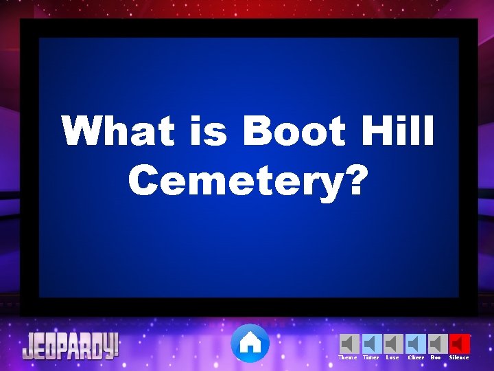 What is Boot Hill Cemetery? Theme Timer Lose Cheer Boo Silence 