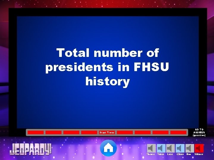 Total number of presidents in FHSU history GO TO ANSWER (question) Start Timer Theme