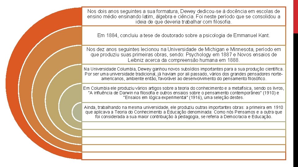 Nos dois anos seguintes a sua formatura, Dewey dedicou-se à docência em escolas de