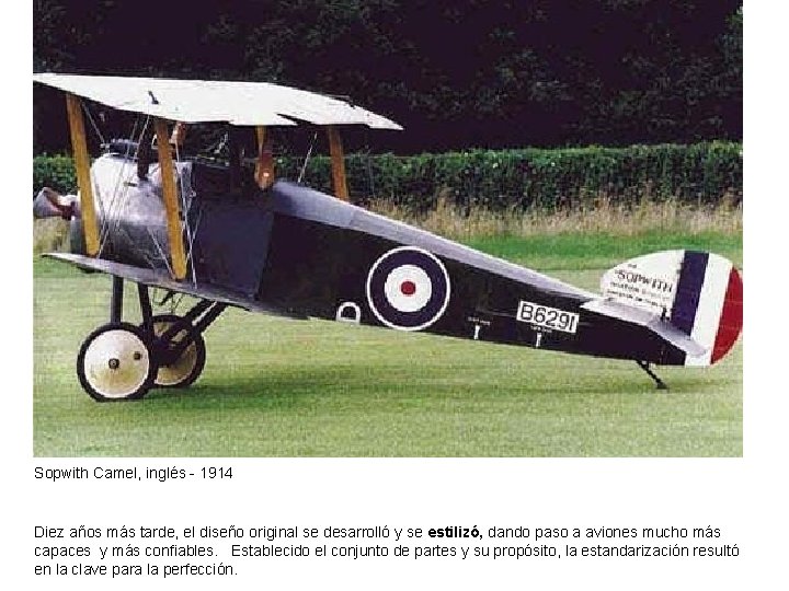 Sopwith Camel, inglés - 1914 Diez años más tarde, el diseño original se desarrolló