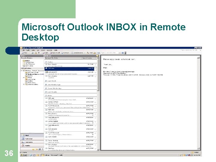 Microsoft Outlook INBOX in Remote Desktop 36 