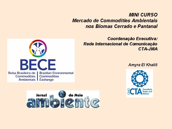 MINI CURSO Mercado de Commodities Ambientais nos Biomas Cerrado e Pantanal Coordenação Executiva: Rede