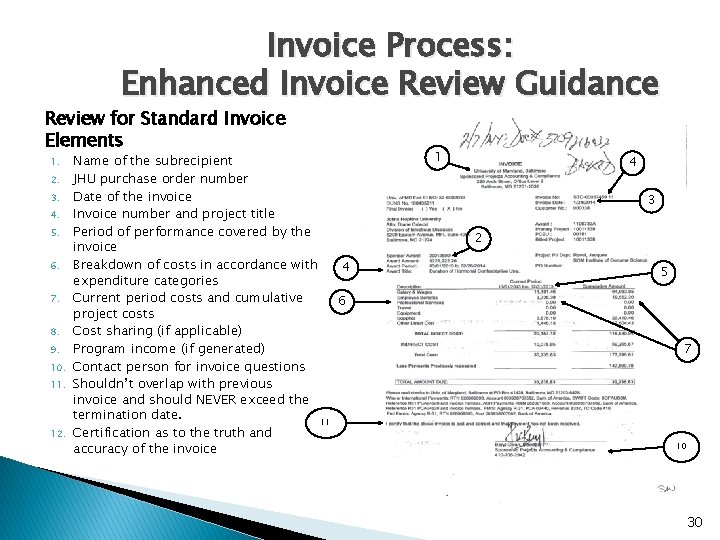 Invoice Process: Enhanced Invoice Review Guidance Review for Standard Invoice Elements 1. 2. 3.