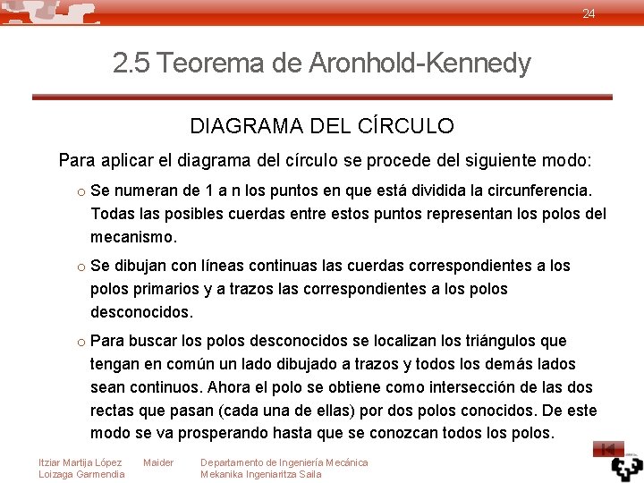 24 2. 5 Teorema de Aronhold-Kennedy DIAGRAMA DEL CÍRCULO Para aplicar el diagrama del