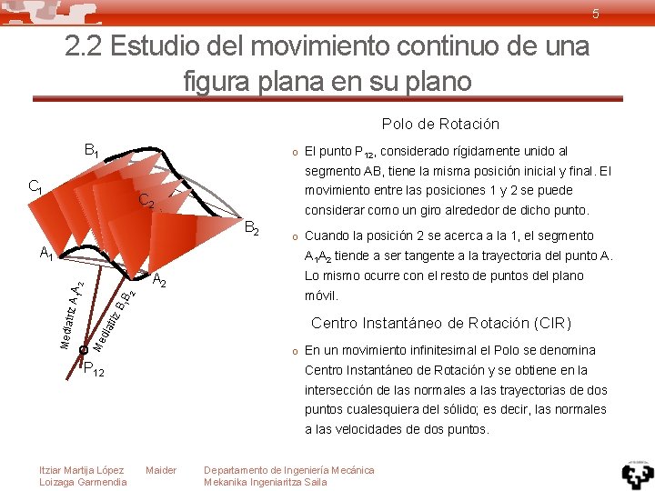 5 2. 2 Estudio del movimiento continuo de una figura plana en su plano