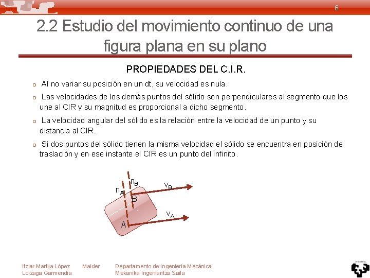 6 2. 2 Estudio del movimiento continuo de una figura plana en su plano