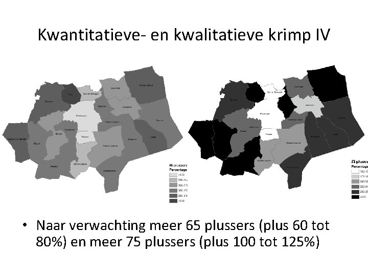 Kwantitatieve- en kwalitatieve krimp IV • Naar verwachting meer 65 plussers (plus 60 tot