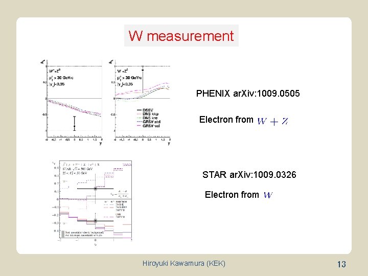 W measurement PHENIX ar. Xiv: 1009. 0505 Electron from STAR ar. Xiv: 1009. 0326