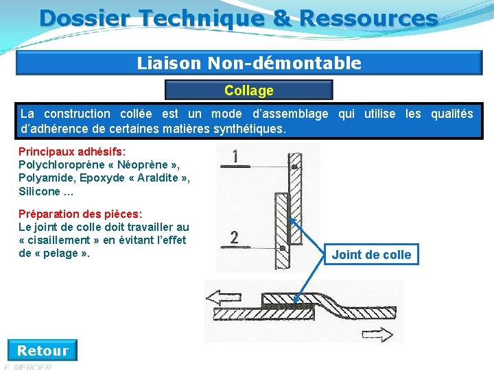 Dossier Technique & Ressources Liaison Non-démontable Collage La construction collée est un mode d’assemblage