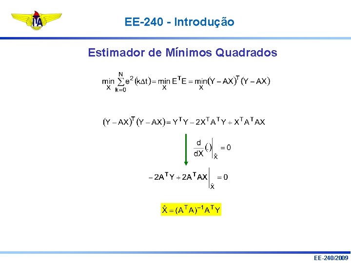 EE-240 - Introdução Estimador de Mínimos Quadrados EE-240/2009 