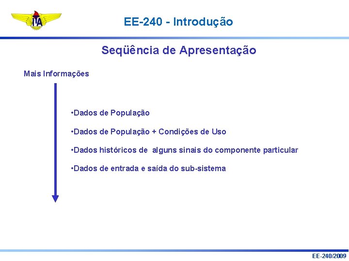 EE-240 - Introdução Seqüência de Apresentação Mais Informações • Dados de População + Condições