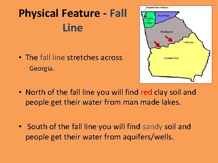 Physical Feature - Fall Line • The fall line stretches across Georgia. • North