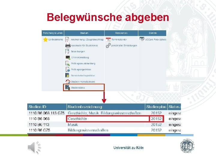 Belegwünsche abgeben Belegwünsche abgeben
