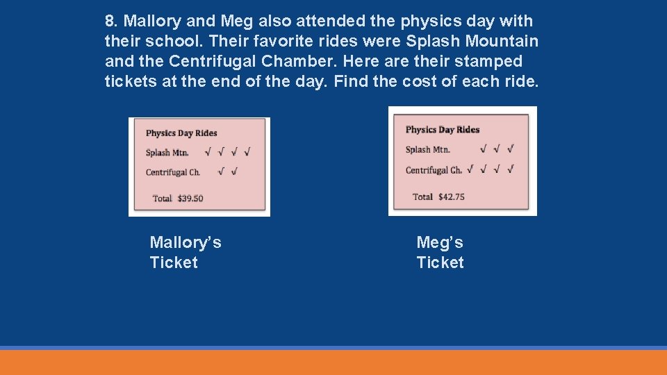 8. Mallory and Meg also attended the physics day with their school. Their favorite