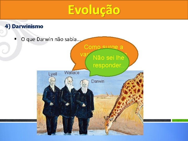 Evolução 4) Darwinismo § O que Darwin não sabia. . . Como surge a Evolução 4) Darwinismo § O que Darwin não sabia. . . Como surge a