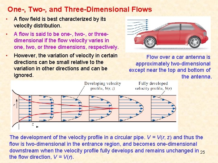 One-, Two-, and Three-Dimensional Flows • A flow field is best characterized by its