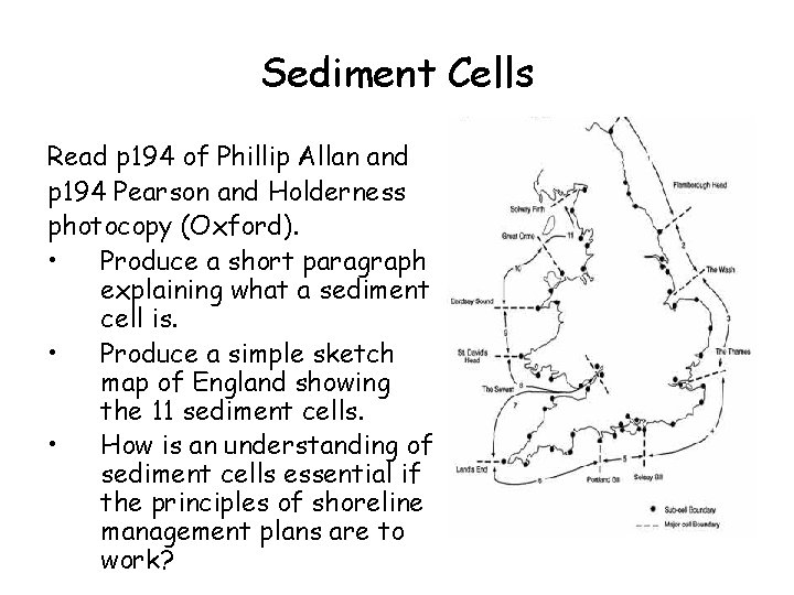 Sediment Cells Read p 194 of Phillip Allan and p 194 Pearson and Holderness