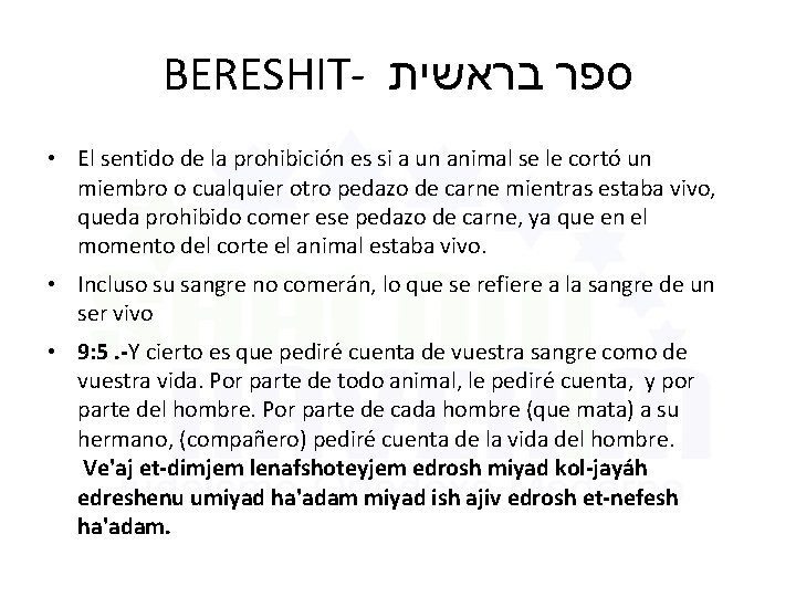 BERESHIT- בראשית ספר • El sentido de la prohibición es si a un animal