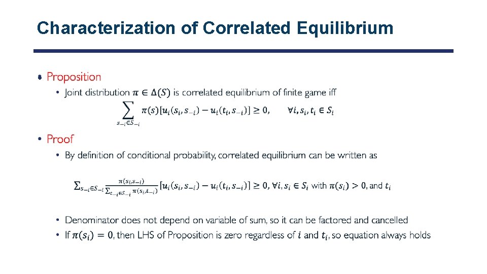 Characterization of Correlated Equilibrium • 